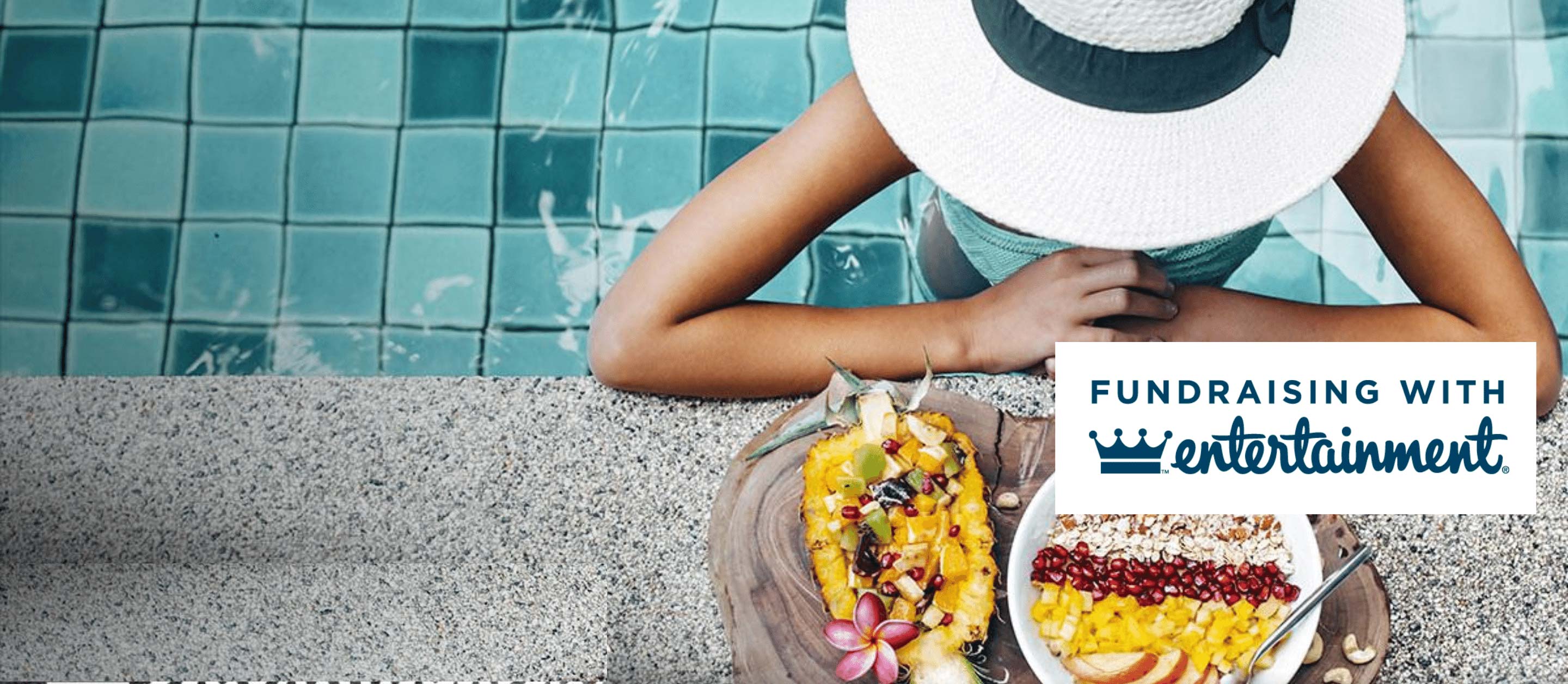 Lady looking at fresh food served poolside