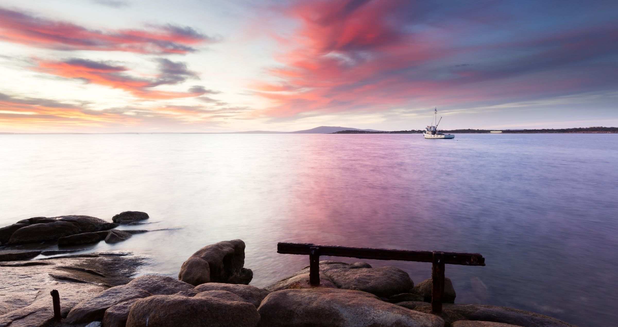 Image of remote shoreline and sunset